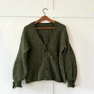 Sezane Green Cardigan Sweater